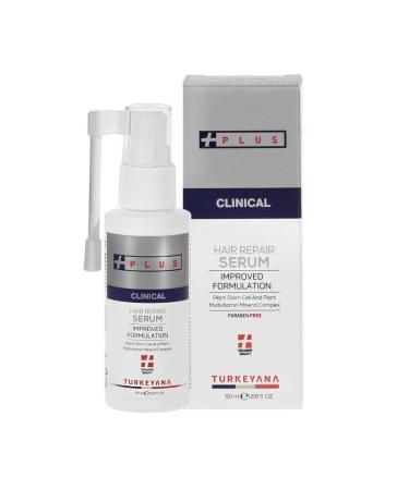 Turkeyana Plus Clinical Hair Repair Serum - Enhances Hair Regrowth Revitalizes Scalps Natural Vegan Infused with Plant Stem Cells & Multivitamins Complex Biotin Keratin S.DNA 1 69 fl Oz