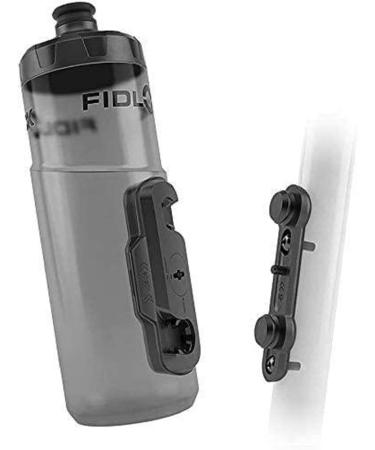 FIDLOCK Twist Bottle 600 Set- Bike Water Bottle Holder with Attached Bottle - Cage Free Magnetic Mount transparent black
