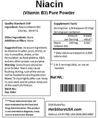 Niacin Vitamin B3 Pure Powder (250 Grams (8.8 oz)) 8.82 Ounce (Pack of 1) - Buy Online on GoSupps.com