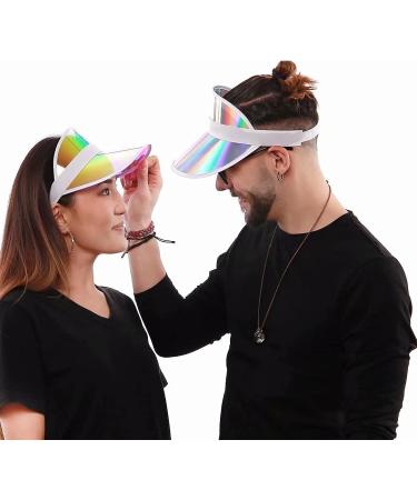5 Pack Sun Visor Hats for Women - Clear Colorful Party Outdoor Sports Cap - Iridescent Pink - Buy Online on GoSupps.com