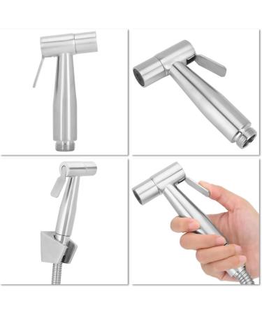 Stainless Steel Bidet Sprayer Set - 3 Piece Handheld Bidet Spray Shower & Hose Holder - Durable & Adjustable - Buy Online on GoSupps.com