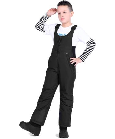 Sportneer Large Black Kids Snow Bibs | Insulated Ski Pants for Boys & Girls - Buy Online on GoSupps.com