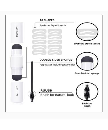 Double Eyebrow Stamp Kit | 10 Eyebrow Stencils for Perfect Shaping | Natural & Dark Brown Makeup Set - Buy Online on GoSupps.com