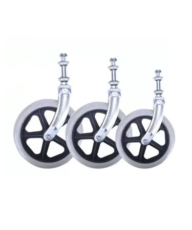 6in/7in/8in Wheelchair Caster with Front Fork Grey Replacement Wheel Wheelchair Front Wheels Solid Wheel with Screws Casters Rollers Wheels 2 Pieces(6IN)