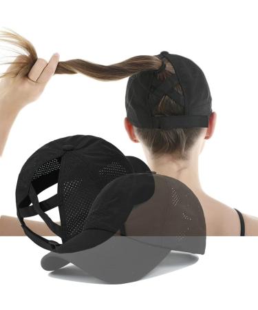 Women's Cross Ponytail Baseball Cap - Black, One Size - Buy Online on GoSupps.com