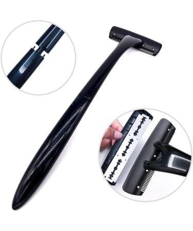Zinueen Back Hair Remover - Foldable 45.5cm Razor Apparatus | Pain-Free DIY Shaving with 5 Double-Edged Refill Blades (Black) - Buy Online on GoSupps.com