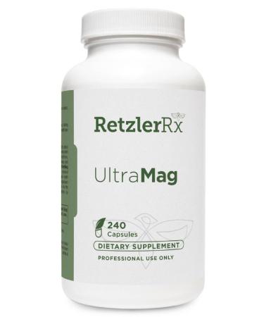 RetzlerRx UltraMag 125 Magnesium Glycinate Supplement - 240 Capsules with Patented TRAACS for Enhanced Absorption - Supports Cardiovascular Health Muscle Function Bone Health & Strength