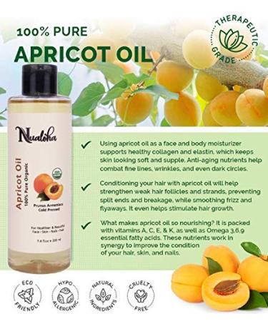 Organic Apricot Kernel Oil 220 ML | USDA Organic Cold Pressed Carrier Oil for Skin Hair & Face | Pure Essentials - Buy Online on GoSupps.com