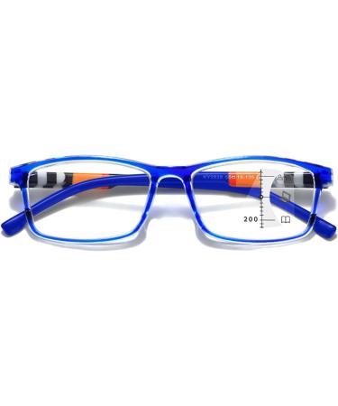 Fashionable Progressive Multifocus Reading Glasses for Medium & Older Adults | Anti-Blue Light | Blue Frame +2.00 - Buy Online on GoSupps.com