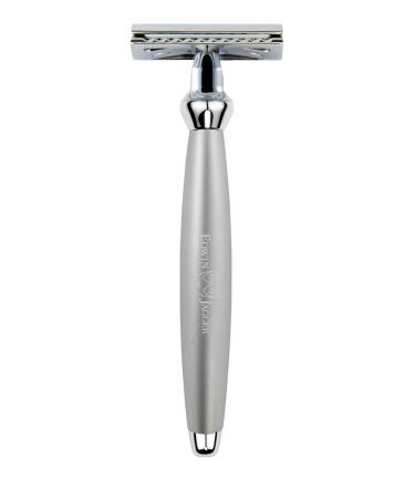 Edwin Jagger Bulbous Chrome 3 Piece DE Shaving Set - Silver Tip Brush (Chrome-Satin) | International Shipping Available - Buy Online on GoSupps.com