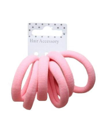 Set of 6 Pink Soft Jersey Endless Hair Elastics Bobbles Bands Baby Pink 6 Count (Pack of 1)
