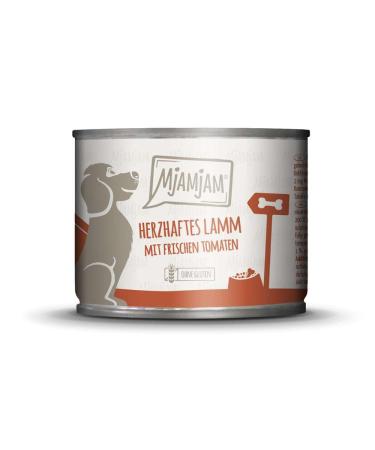 MjAMjAM - Premium Wet Dog Food - Juicy Lamb on Boiled Rice with Fresh Tomatoes and Chia Seeds, 1 Pack (1 x 200 g), Grain Free with Extra Meat