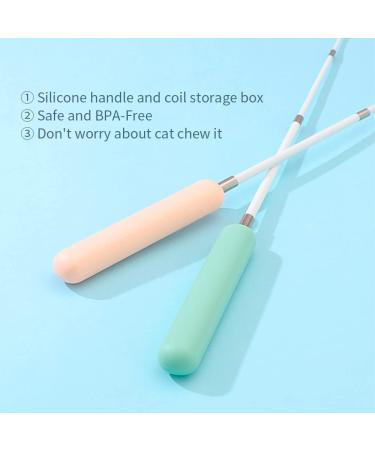 Interactive Cat Feather Toy with Retractable Teaser Wand - 2 Natural Feathers - For Indoor Cats and Kittens - Buy Online on GoSupps.com