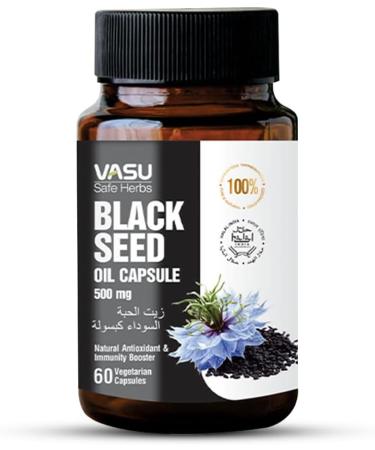 Vasu Safe Herbs Black Seed Oil Capsules 120 Softgels - Black Seed Oil Cold Pressed Nigella Sativa Kalonji 500mg Herbal Wellness with Omega 3 6 9 Non-GMO Gluten-Free Vegan - Buy Online on GoSupps.com