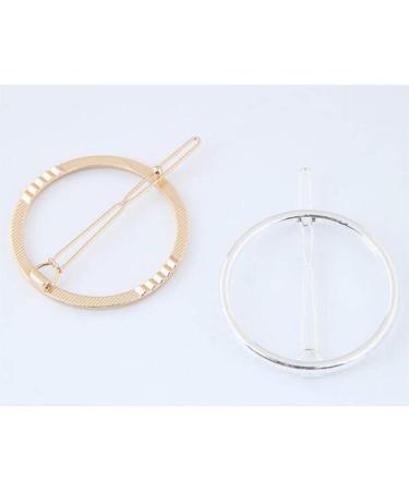 Buy Minkissy Geometric Hair Clips - 2-Piece Alloy Ponytail Holders & Head Jewelry for Women - Golden & Silver - Buy Online on GoSupps.com