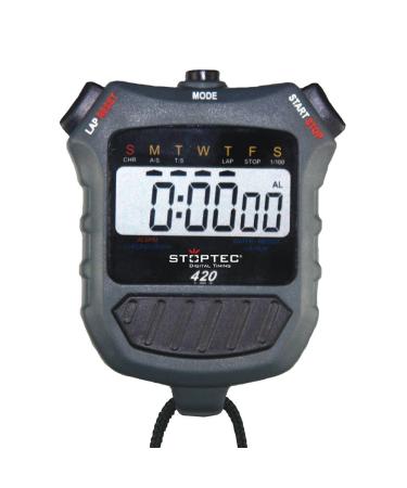 Stoptec stopwatch 420 - Digital professional stopwatch with pressure point mechanics |Simple battery change |Time & date |splash