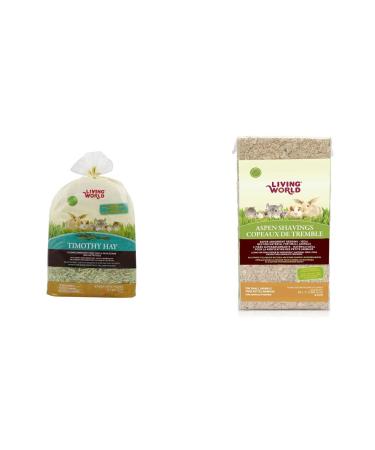 Living World Timothy Hay for Rabbits Guinea Pigs and Small Animals (3 Lb) + Aspen Wood Shavings (1200 Cubic Inches) Timothy Hay + Aspen Shavings