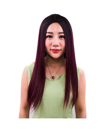 wig GCX- Wig red long straight hair ladies wig fashion breathable wig beautiful