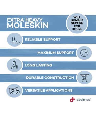 Dealmed Extra Heavy Moleskin Tape - 2 x 5 Yards - Ideal for Corns, Calluses, & Blisters - Buy Online on GoSupps.com