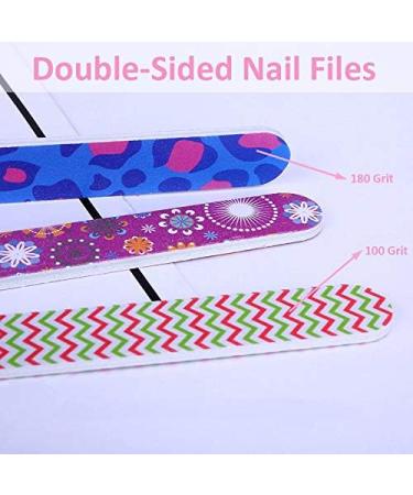 12 PCS Nail File Emery Board Professional Double Sided 100/180 Grit Nail Buffer Colorful Manicure Pedicure Nail Art Tools for Women Girls - Buy Online on GoSupps.com