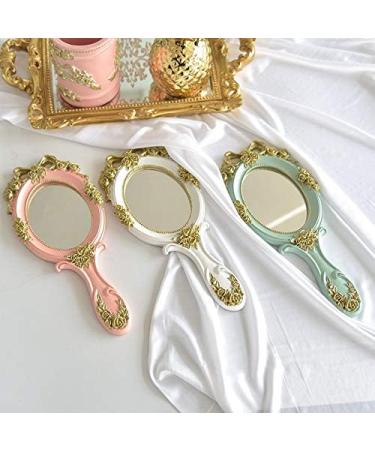 Rafstya Cute Vintage Hand Mirrors Makeup Vanity Mirror Handheld Cosmetic Mirror with Handle for Gifts Pink - Buy Online on GoSupps.com