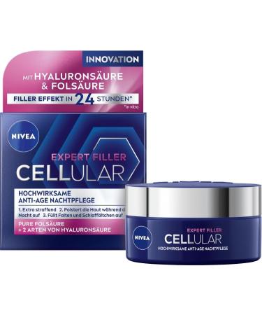 NIVEA Cellular Expert Filler Highly Effective Anti-Aging Night Cream (50 ml) Extra Firming Night Cream with Plumping Effect for the Night - Buy Online on GoSupps.com