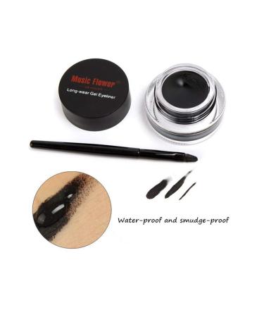 Music Flower Gel Eyeliner Set | Waterproof & Long Lasting | Easy Eye Makeup & Removal | 2 Brushes | Pack of 2 Black & Blue - Buy Online on GoSupps.com