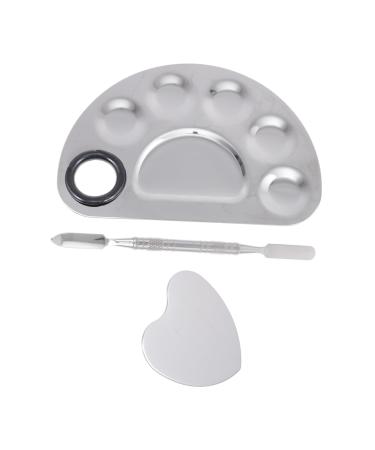 POPETPOP 3 Sets Palette Nail Art Display Board Peg Board Display Stand Make-up Color Mixing Plates Cosmetic Mixing Manicure Color Mixing Plates Stainless Steel Tool Make up
