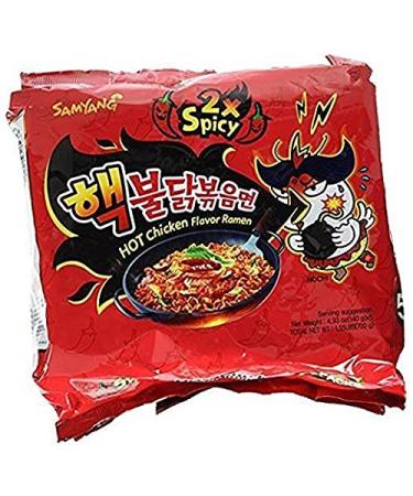 Samyang 2X Spicy Hot Chicken Flavor Ramen - Korean Spicy Noodle 10 Pack (140g Each) - Spicy 4.93 Ounce - Buy Online on GoSupps.com