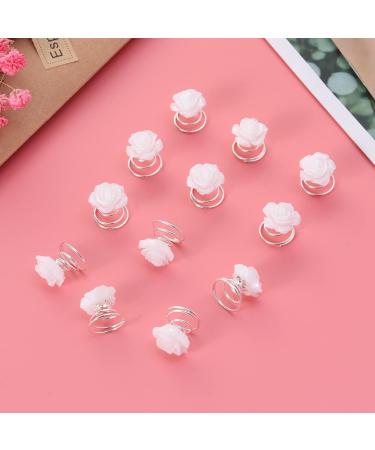 Lurrose 12pcs Glitter White Rose Spiral Hair Pins - Bridal Wedding Prom Accessories - Buy Online on GoSupps.com