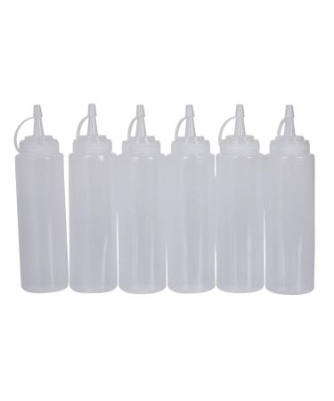 MARKELL 6 x Clear White Plastic Squeeze Sauce Ketchup Cruet Bottles 8oz