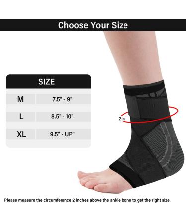 Adjustable Ankle Brace for Men & Women | Compression Support Sleeve for Plantar Fasciitis Achilles Tendon & Sprains | X-Large Black - Buy Online on GoSupps.com