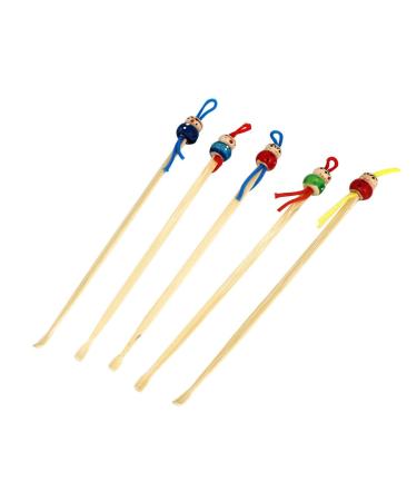 uxcell Bamboo Japanese Doll Spoons Earwax Remover Cleaner Tool 5 Pcs