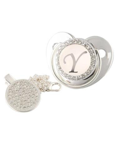 Buy Bling 26 Letters Baby Pacifier with Chain Clips | Silver Dummy Pacifier & Accessories for Newborns 0-18 Months - International Shipping Available - Buy Online on GoSupps.com