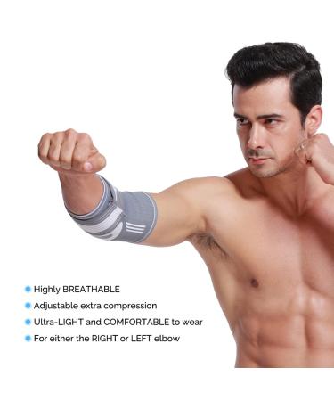 Neotech Care Elbow Brace Support Sleeve - Adjustable Compression Strap - Gray, Size M - Buy Online on GoSupps.com