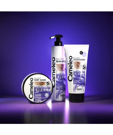 Cameleo Silver Flushing Shampoo - No Yellow Tones for Blonde Gray & White Hair - UV Protection - 200ml - Paraben-Free Intensive Care - Buy Online on GoSupps.com