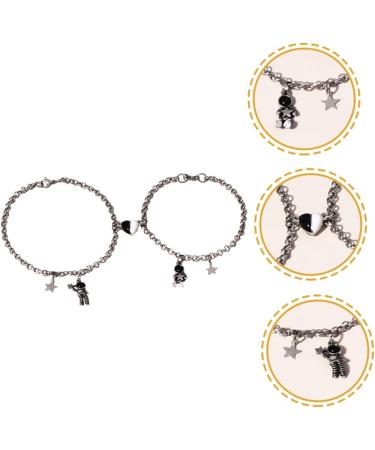 Zerodeko 2 Pairs Astronaut Bracelet Couple Wrist Bracelet Women Adjustable Bracelet Lover Gifts Finger Ring Bracelet Matching Bracelet for Couples Jewelry Stainless Steel Miss As Shown 20x1CM - Buy Online on GoSupps.com