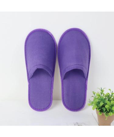 Tianmao Disposable Hotel Slippers - 10 Pairs Closed Toe Universal Size 29x11cm Purple & Blue for Spa Party Travel - Buy Online on GoSupps.com