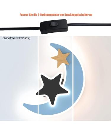 Buy Moon & Star LED Wall Lamp for Kids - Blue Wall Light with Switch & Cable | Perfect Decoration for Children's Room - Buy Online on GoSupps.com