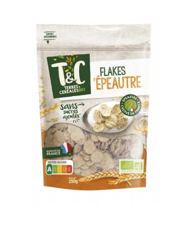 TERRES ET CEREALES - D licieux Flakes peautre Bio 250G - Id al pour une alimentation saine et quilibr e - Certifi biologique - Lot De 4