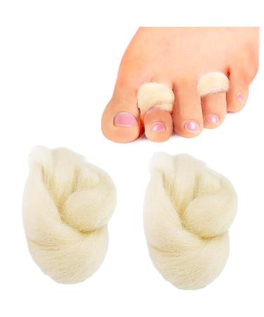 Lambs Wool Toe Separators Soft Feet Cushion Toe Separator Corn Cushion Pads Blister Prevention Bunions Callus Remover Cushions Hammer Toe Relief for Shoes- 2 Bag (1.76 oz)