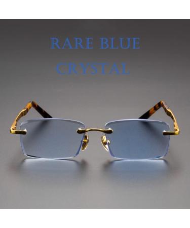 GHARAZ Diamond Cut Edge Reading Glasses for Men & Women - Rimless Crystal Readers in Blue (Size: 2.0+) - Buy Online on GoSupps.com