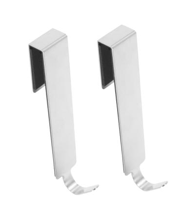 STOBAZA 2pcs Metal Coat Hanger Over The Door Hanger Towel Hanger Bathroom Shower Door Bathroom Door No Nails 17x3cm Silver