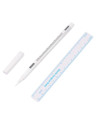 Microblading White Marker Pen Eyebrow Permanent Makeup Position Mark Tools with Ruler (2PCS) 2 Piece Set