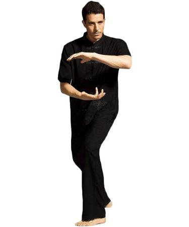 ZooBoo Men's Short Sleeved Kung Fu Uniform Tang Suit - Black, 3X-Large - Buy Online on GoSupps.com