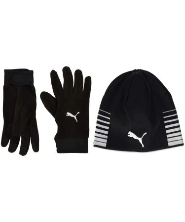 PUMA teamLIGA 21 Winter Gloves Gloves Puma Black ML Bundle with Reversible Beanie Hat