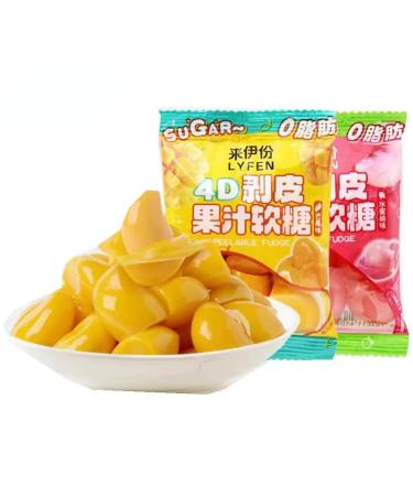 Mango Peeling Fruit Fudge white peach gummies Fruit sugar Fruit juice sugar Toffee 99% Juice Content gummy candy sweets Chewy gumdrop Healthy nutrition desserts Leisure snacks (Mix and match 2bag) Mix and match 2bag