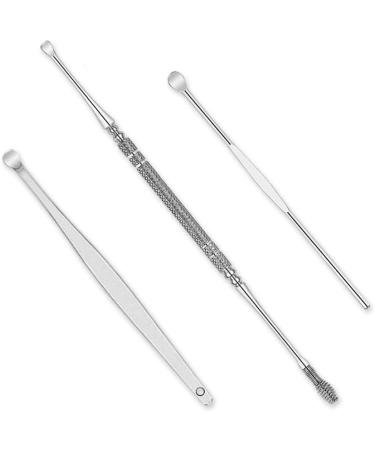 6Pcs Ear Cleaner Tool Set - Earpick Ear Curette Spoon for Ear Wax Removal | Dehydrated Facial Sponges | Silver One Size - Buy Online on GoSupps.com