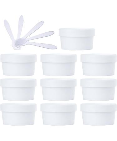 Travel bottlingtravel pots for cream small pots with lids 10 PC 50ml Pink Mask Mixing Bowl Empty 50g Plastic Storage Jars with Inner Liner for Storage Body Hand Face Cream Lotion Gel 5X Spatula (Colo White