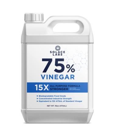 75% Pure Vinegar - 15X Concentrated Industrial Grade Biodegradable One of Strongest Available (16 oz (473ml)) 473 ml (Pack of 1)